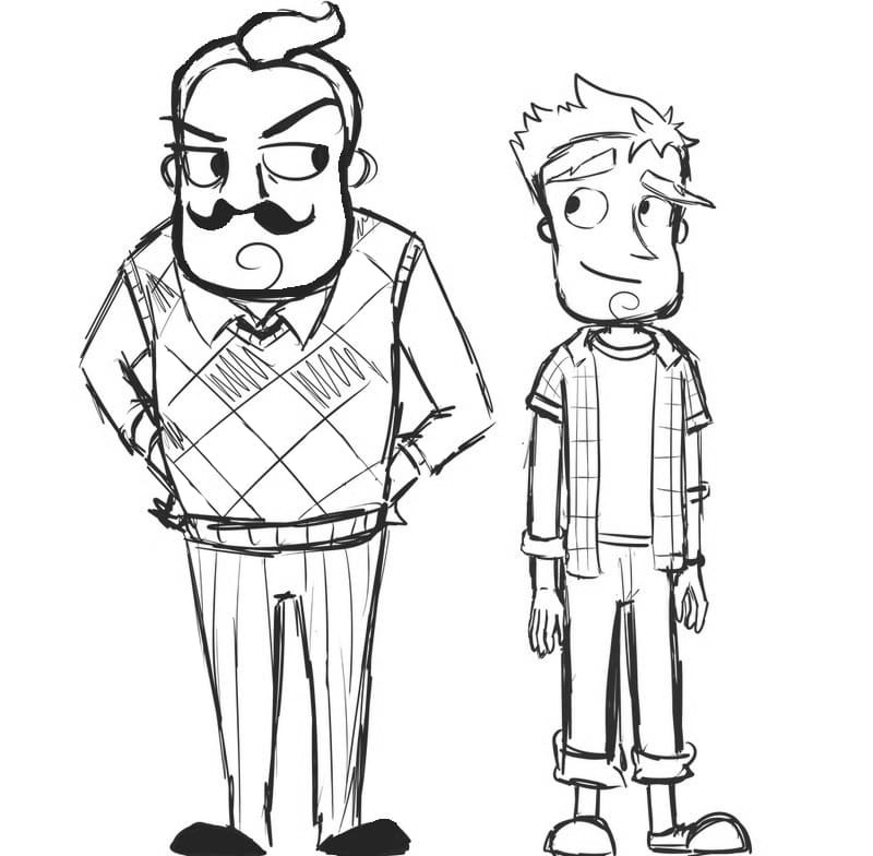 Online coloring book: Neighbor and kid coloring book